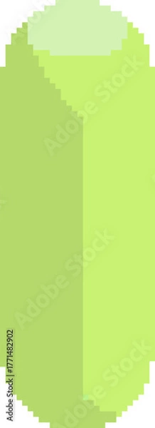 Obraz Bright lime pixel capsule in retro 90s retro console style, isometric 3D shape for digital art and vibrant geometric collections.