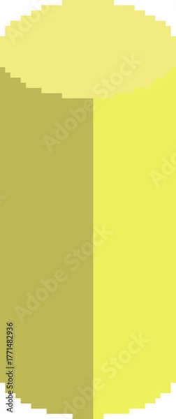 Obraz Bright lime pixel cylinder in retro 90s style, isometric 3D shape for digital art, pixel challenge, and vibrant geometric collections