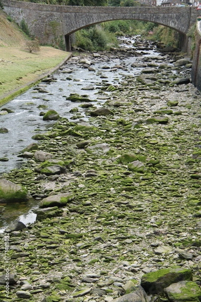Obraz A Stone Bridge Over a Rocky Bed River.