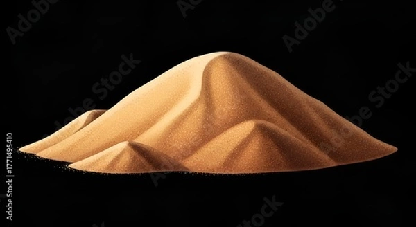 Obraz A sand dune formation against a black background in a studio setting with soft lighting effects