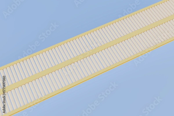 Fototapeta Conveyors line, industry business, Roller conveyor logistic line, 3D rendering.