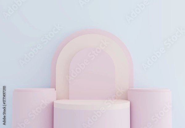 Obraz Pastel colored display stand, abstract scene for product mockup, 3D rendering.