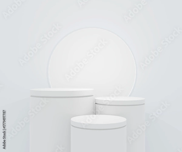 Fototapeta Mock up display stand, abstract scene for product mockup, 3D rendering.