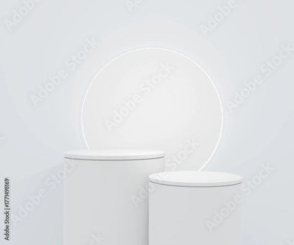 Obraz White podium display. Abstract scene for products mockup. 3D rendering.