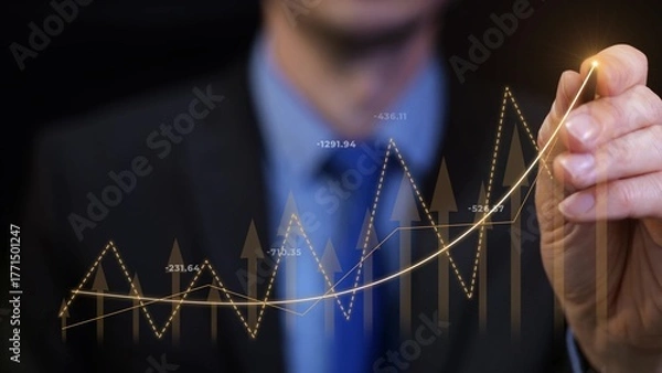 Fototapeta Financial graph with multiple charts, profit growth, corporate success, and business target