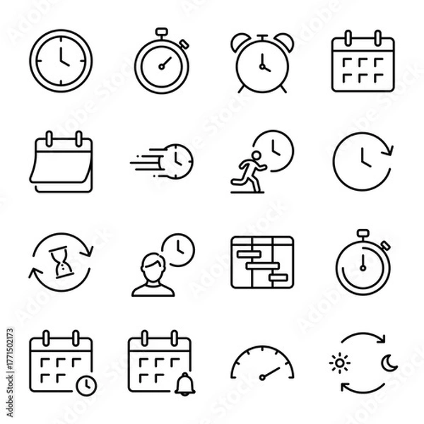 Obraz Simple Icon Set | Clock, Calendar, and Schedule