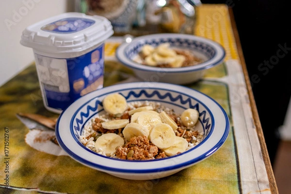 Fototapeta バナナ入りのシリアル