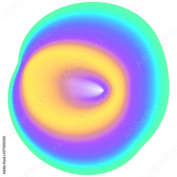 Fototapeta Isolated Gradient Shape. Holographic Blob For Collage Or Sticker. Abstract Element on Transparent Background. Cutout. Bright Rainbow Colors. Purple, Pink, Green And Yellow Gradient Shape.