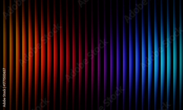 Fototapeta Vibrant gradient wave pattern with smooth red, purple, and blue light transitions creating futuristic abstract energy lines on dark background.