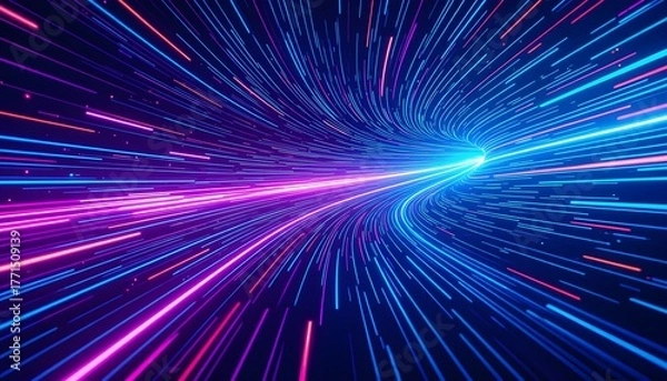 Fototapeta Futuristic Data Stream – Abstract Light Speed Technology Background.
