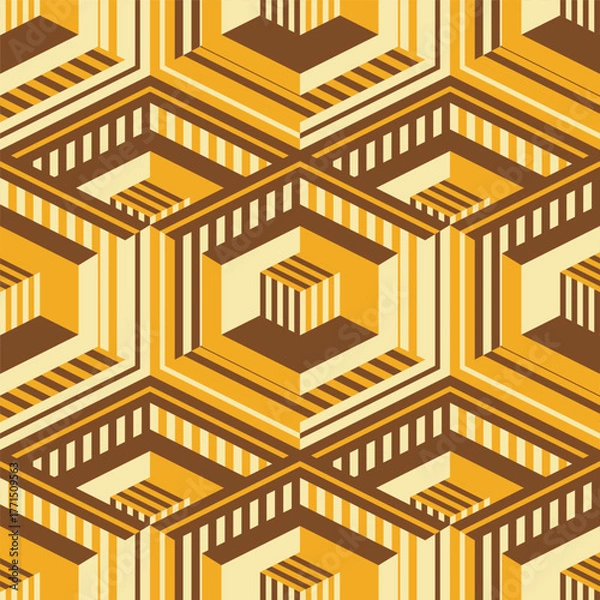 Fototapeta seamless pattern retro 3d cubes background