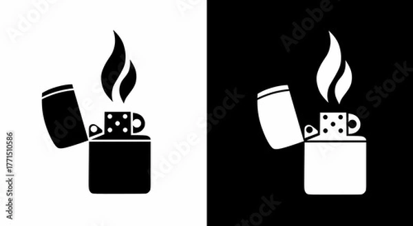 Obraz Lighter Icon Vector Illustration with Flame Isolated on Background