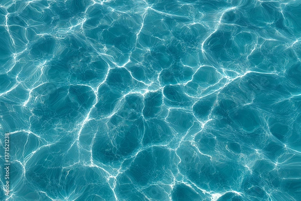 Fototapeta Clear blue water surface with shimmering light reflections