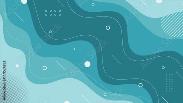 Fototapeta Stylish modern abstract blue background featuring flowing waves minimal lines and soft geometric elements ideal for web banners posters presentations and digital artwork