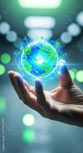 Obraz Futuristic Green Tech Innovations — Merging Technology and Sustainability