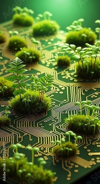 Obraz Futuristic Green Tech Innovations — Merging Technology and Sustainability