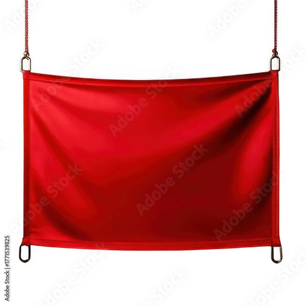 Fototapeta Red empty blank banner isolated on transparent or white background