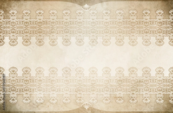 Obraz Old grunge paper background with decorative border.
