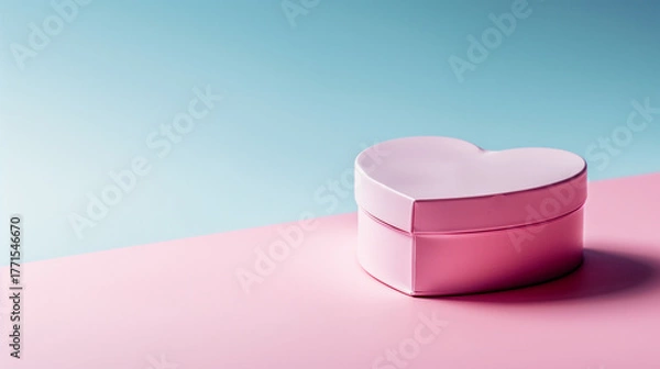 Fototapeta Heart-shaped gift box, minimalistic design, pink colors, perfect for romantic occasions