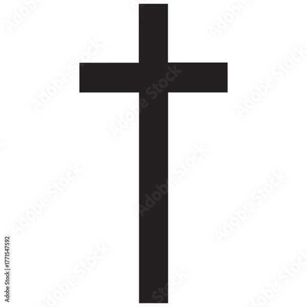 Fototapeta Simple black christian cross symbol isolated on white background