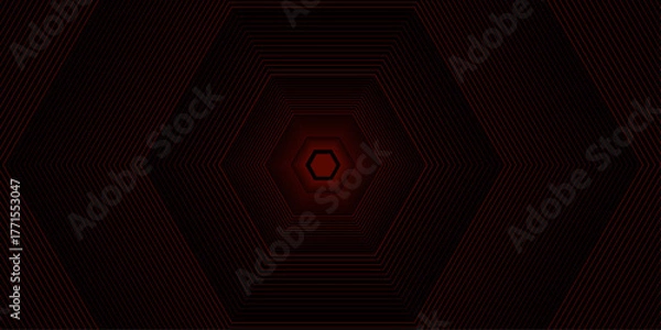 Fototapeta Dark Red Geometric Hexagon Pattern. Modern Abstract Background with Tilt Diagonal Lines dark black, red Gradient institution, party, festive, banner. vector illustration.