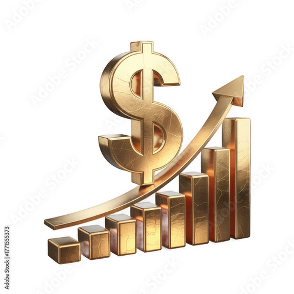 Obraz Dollar growth chart with arrow showing upward trend and financial success