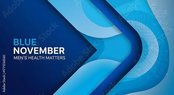 Fototapeta Creative poster design with typography ‘Blue November – Men’s Health Matters’, modern blue tones