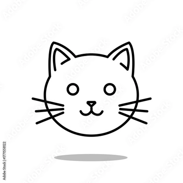 Fototapeta Cute Cat Face Icon Vector Outline Design