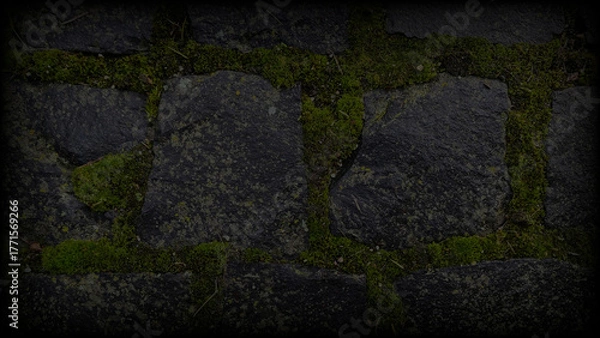 Fototapeta dunkler Hintergrund, altes Granitpflaster