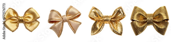 Fototapeta four elegant gold bows showcasing different styles on transparent background