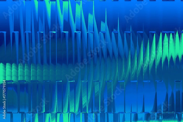 Fototapeta Abstract blue and green geometric background with vertical lines and patterns