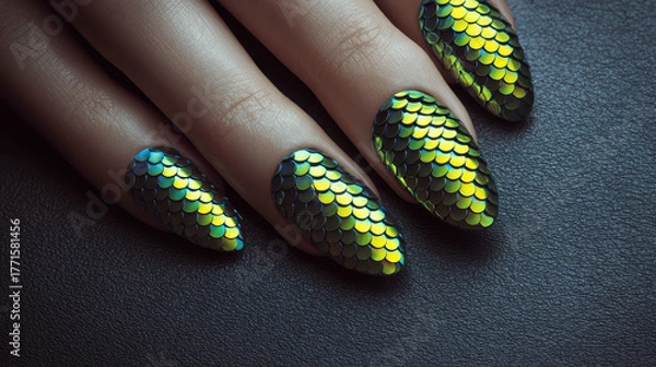 Fototapeta Dramatic Dragon Scale Nail Art