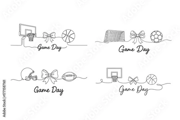 Obraz Game Day Sports Line Art Set
