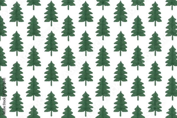 Obraz Seamless pine tree pattern, evergreen christmas tree forest repeating on transparent background