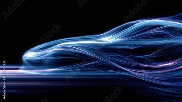Obraz Futuristic Light Trails Forming High Speed Car Shape