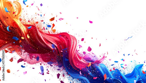 Fototapeta Clear blue ribbon confetti on white background