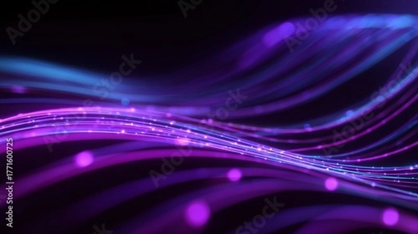 Obraz Flowing Neon Fiber Optic Lines with Glowing Particles