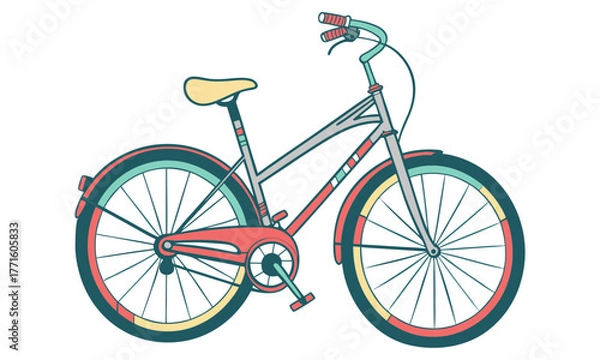 Obraz Colorful retro bicycle illustration on black background