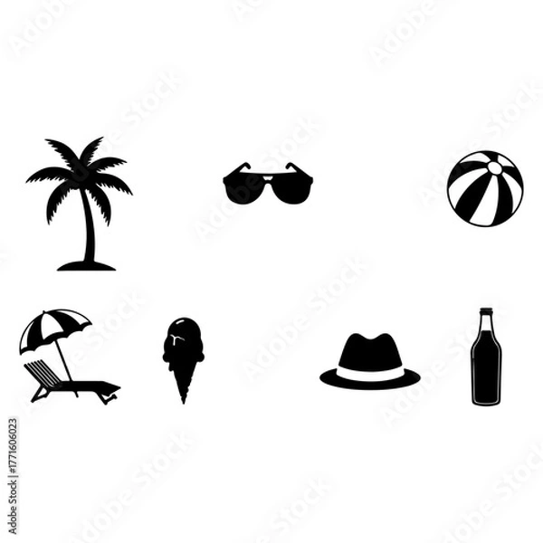 Obraz beach icons set