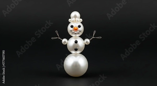 Obraz Elegant pearl snowman decoration bringing festive holiday cheer and winter charm to any design