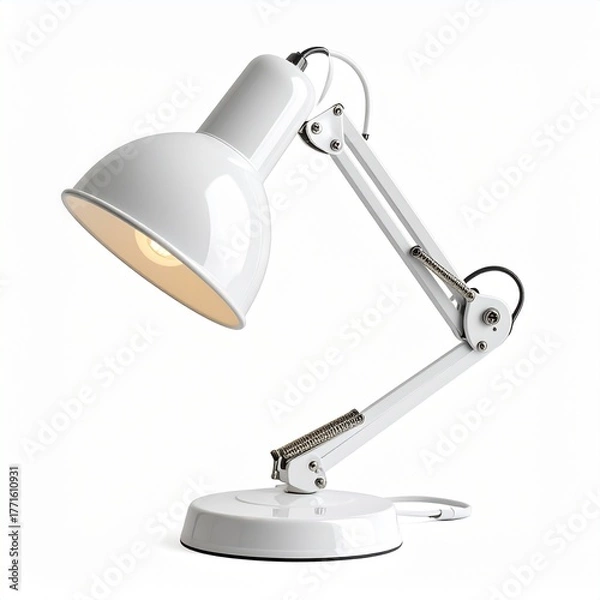Fototapeta Modern White Adjustable Desk Lamp for Home Office and Reading