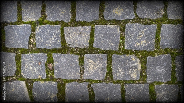 Fototapeta moosiges Granitpflaster