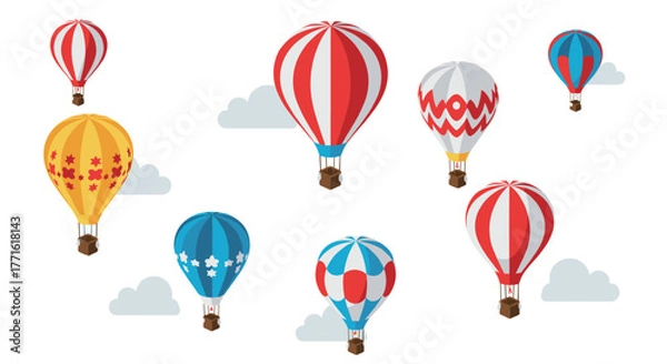 Fototapeta Colorful hot air balloons in the sky with clouds