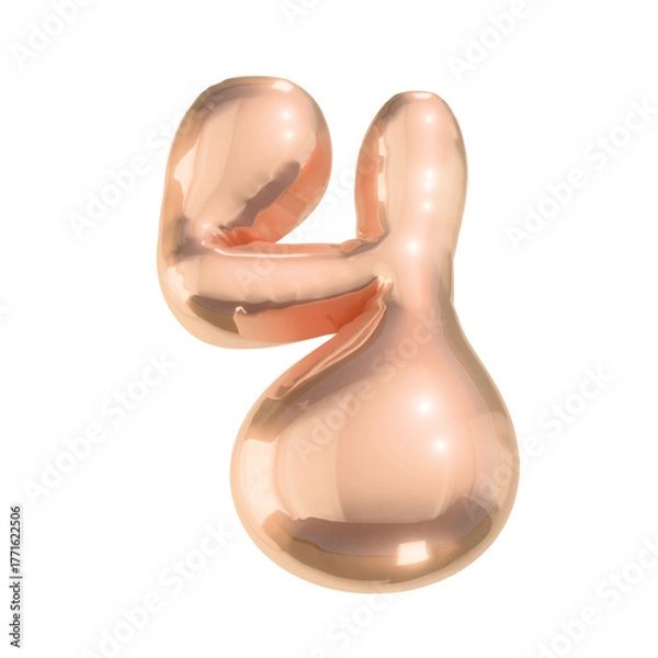 Fototapeta Number 4 in Shiny Golden Metallic Style