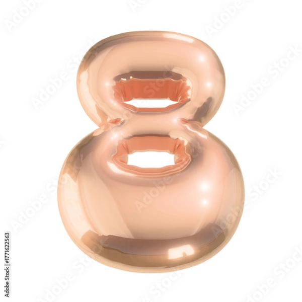 Fototapeta Number 8 in Shiny Golden Metallic Style