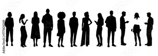Fototapeta Corporate Business Team Silhouette - Group of Professionals Standing Together