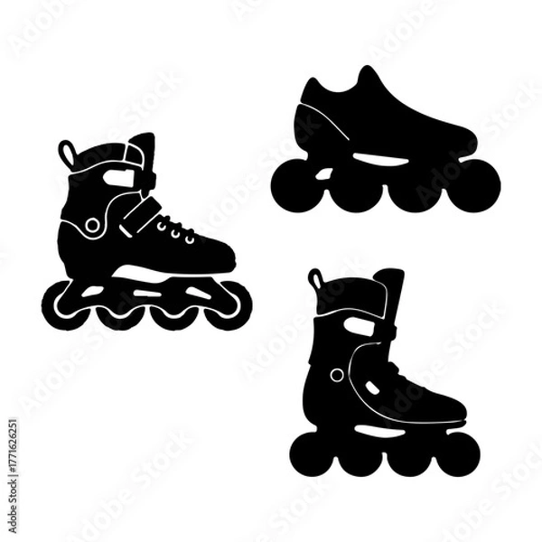 Obraz Roller Skates and Inline Skates Icon Set - Urban Sports Equipment	