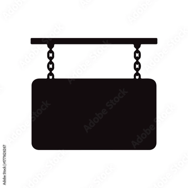 Fototapeta Blank Hanging Sign Silhouette, Empty Wooden Signboard Vector