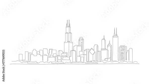 Fototapeta Urban Silhouette: Capturing the intricate skyline of a vibrant metropolis, showcasing a unique architectural tapestry. 