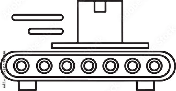 Obraz Factory production line conveyor belt with boxes moving seamlessly industrial manufacturing process technology